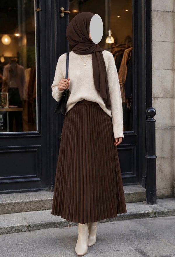 Satijnen Plisse rok Brown