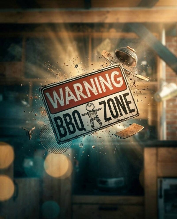 metalen wandbord 30x20cm - Warning bbq zone - ME11