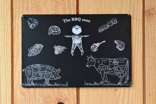 metalen wandbord 30x20cm van een slager koe en varken - butcher guide - ME01