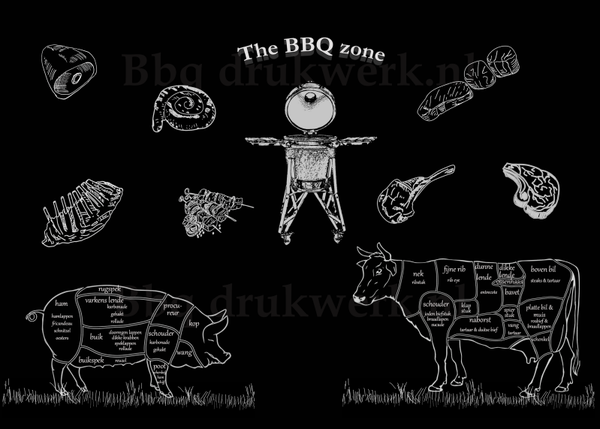 Slagers koe & varken op aluminium 60x40 (AL01)