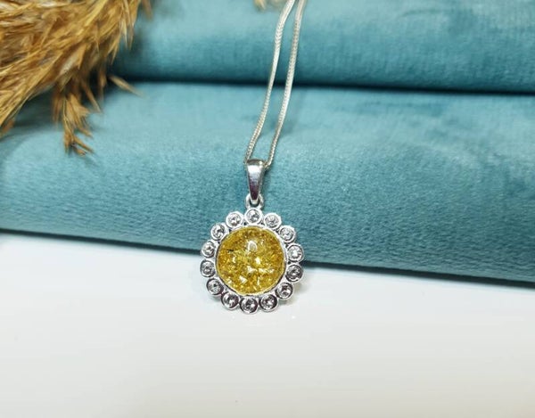 Memorial Ashes Flower Halo Necklace in Sterling Silver