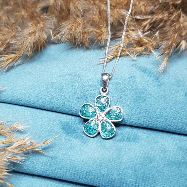 'Forget Me Not' Memorial Ashes Necklace in Sterling Silver