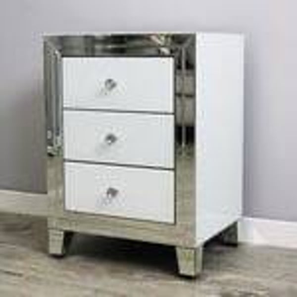 Contemporary Mirrored Bedside Cabinet with 3 Drawers