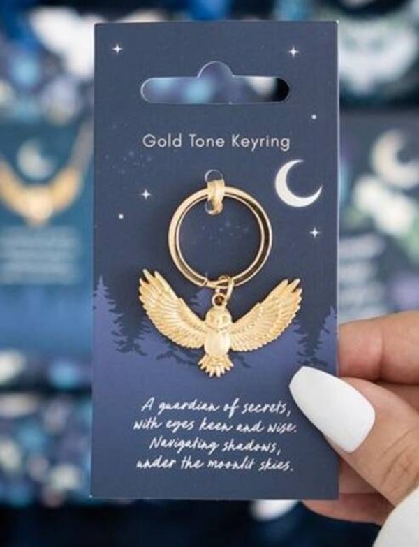 Night Owl Metal Keyring