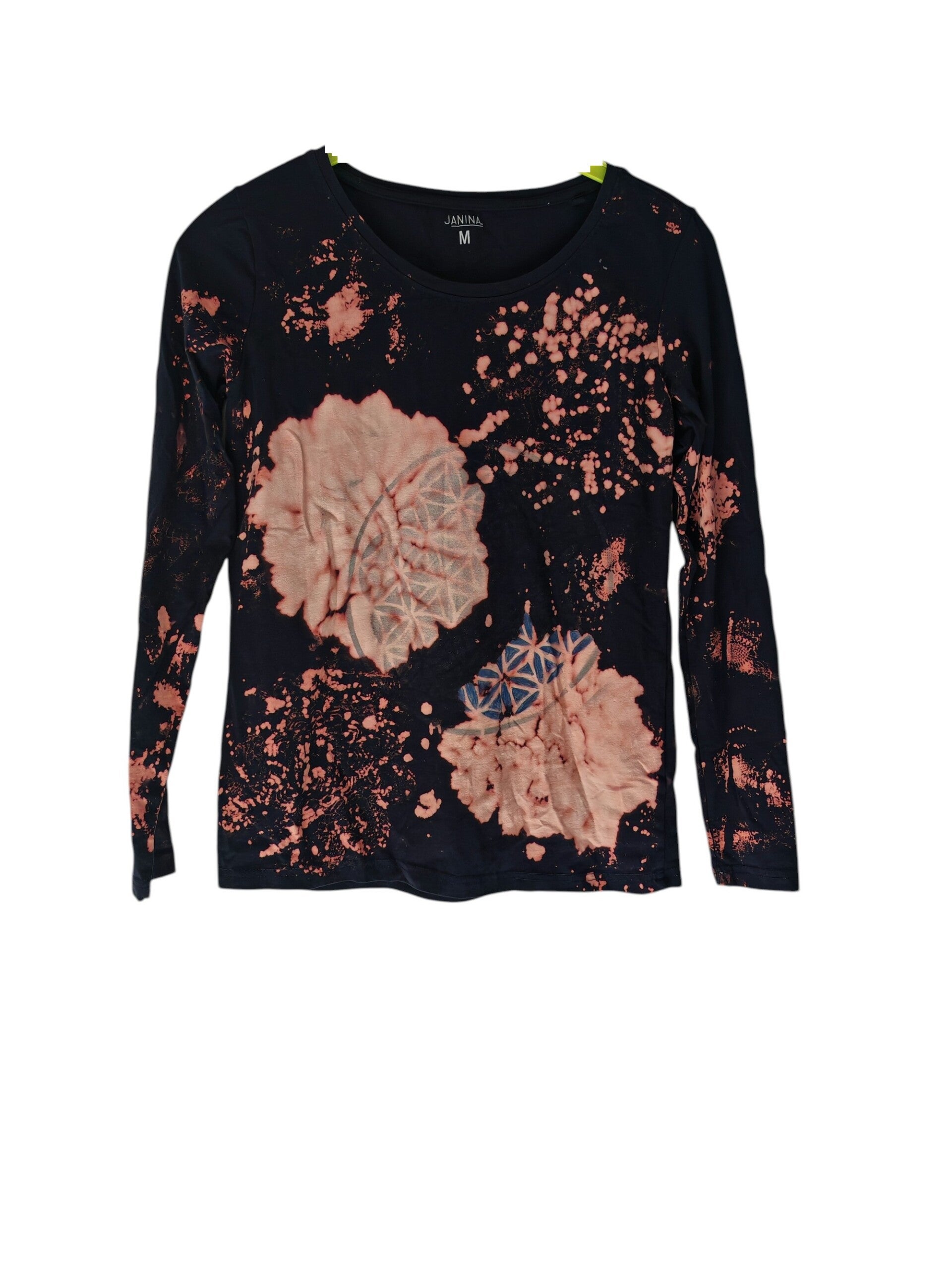Janina (Kik) Langarm-T-Shirt im Lebensblume/Blume des Lebens Design Gr. M