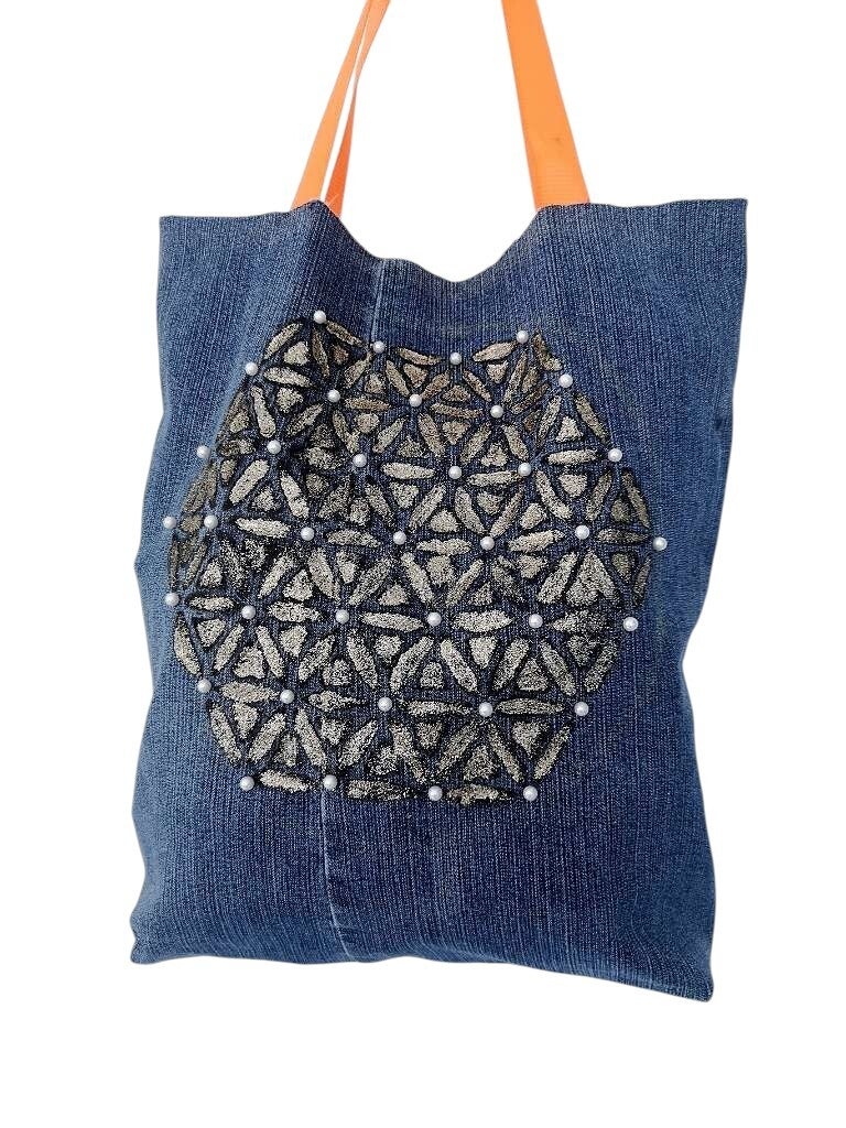 Jeans-Tasche im Lebensblume/Blume des Lebens Design