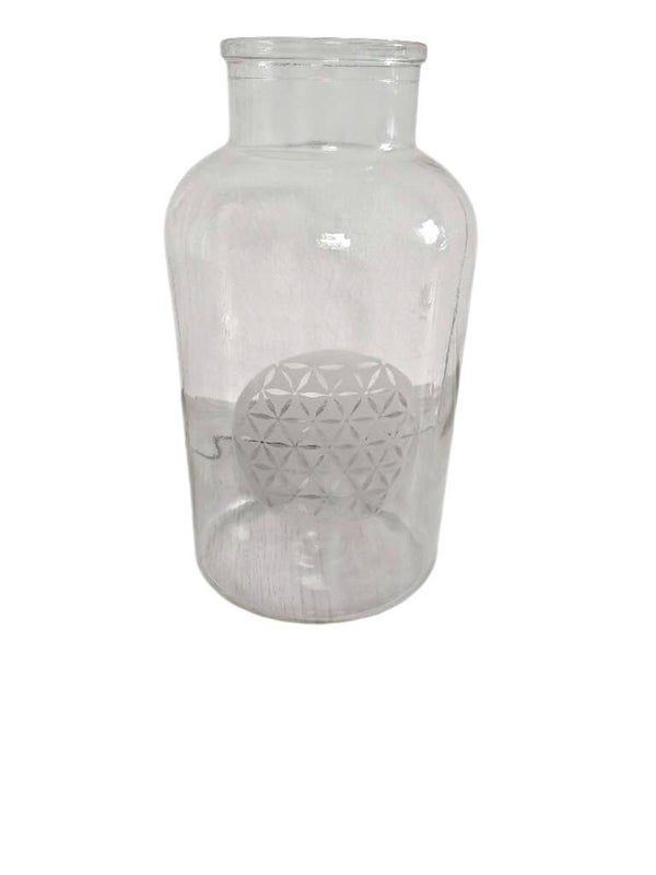 Apothekerglas mit geätzter Lebensblume/Blume des Lebens