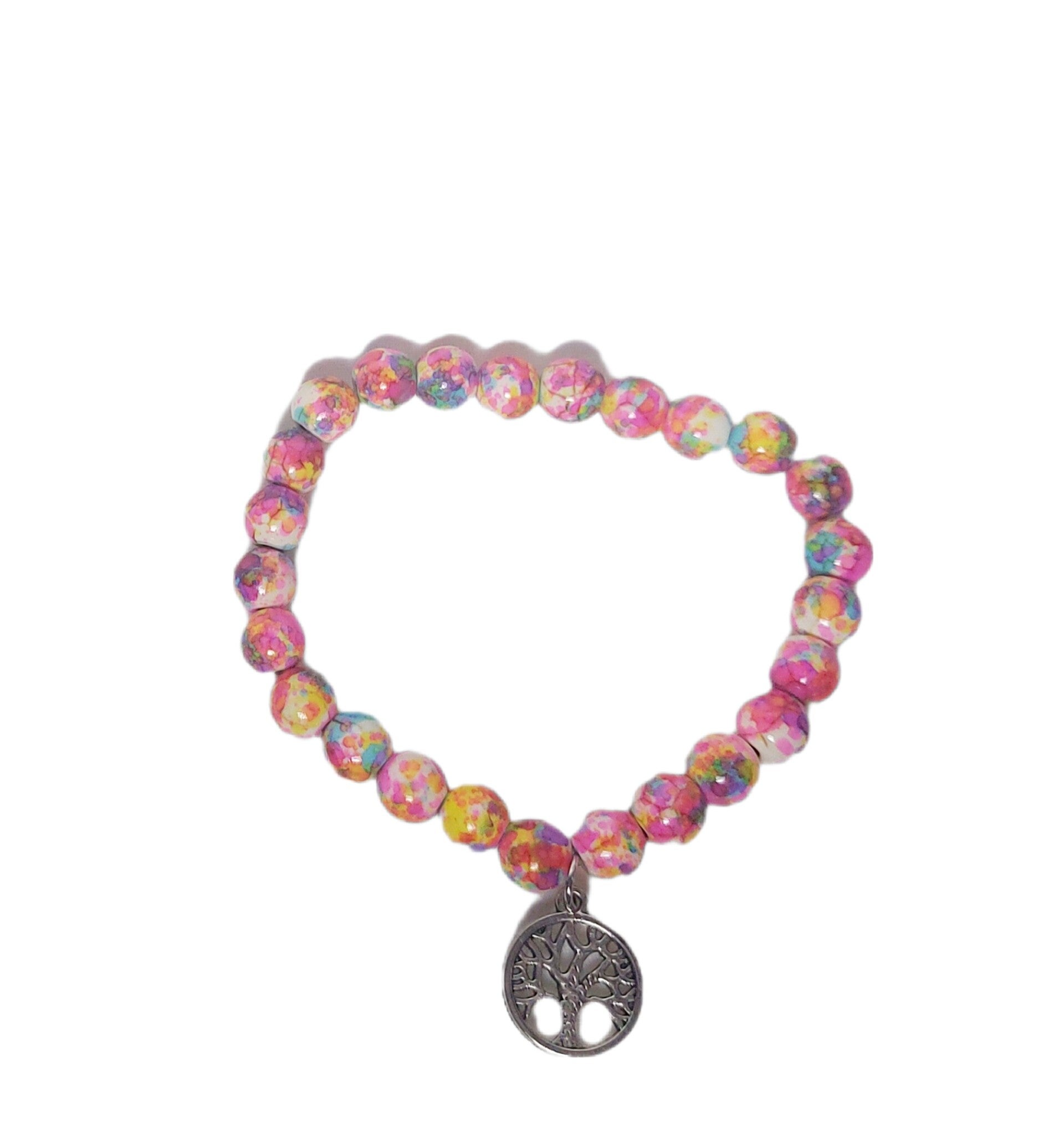 Perlen-Armband mit Lebensbaum bunt hell