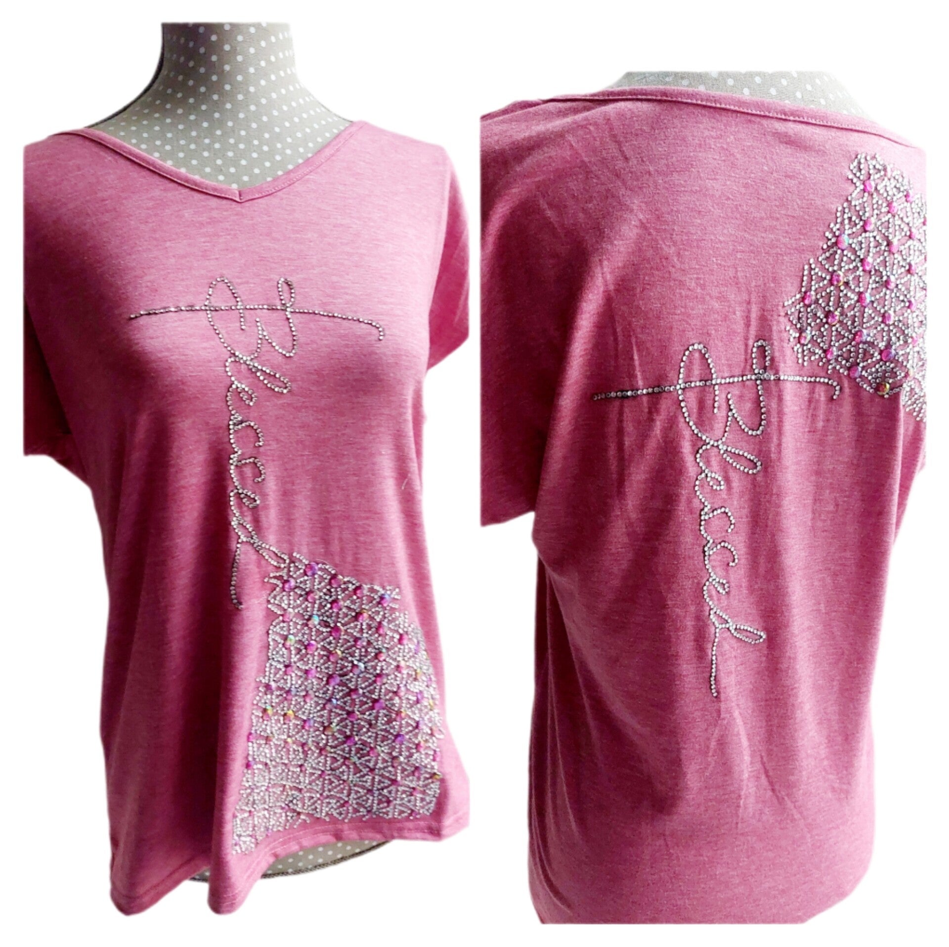 T-Shirt im Lebensblume/Blume des Lebens Design "Blessed" Gr S