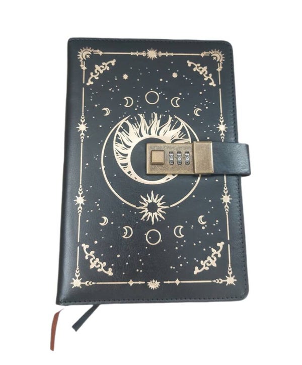 Tagebuch/Notizbuch Druck gold Mond&Sterne schwarz