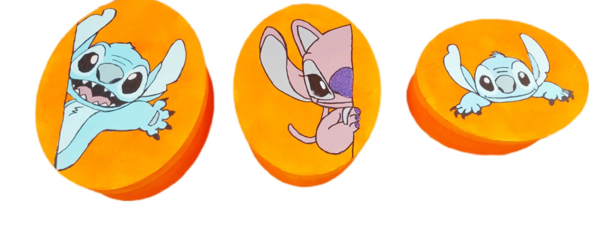 Geschenkbox 3er Set "Stitch" neonorange