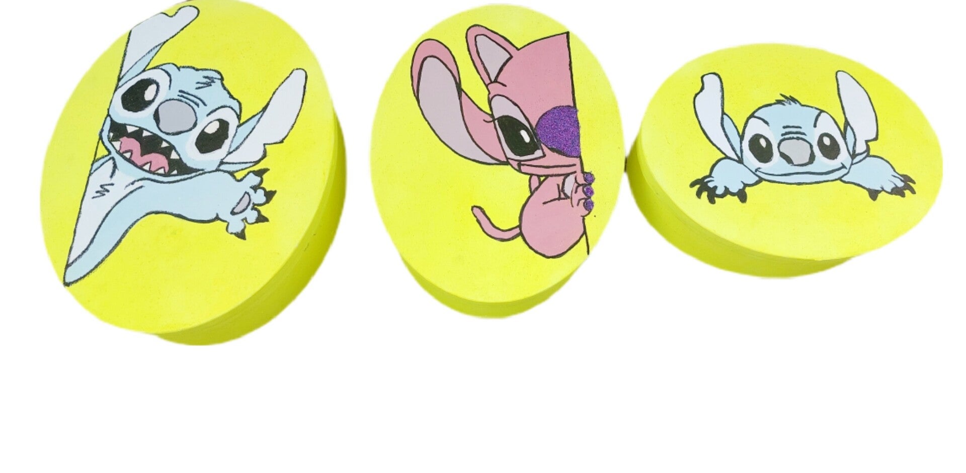 Geschenkbox 3er Set "Stitch" neongelb