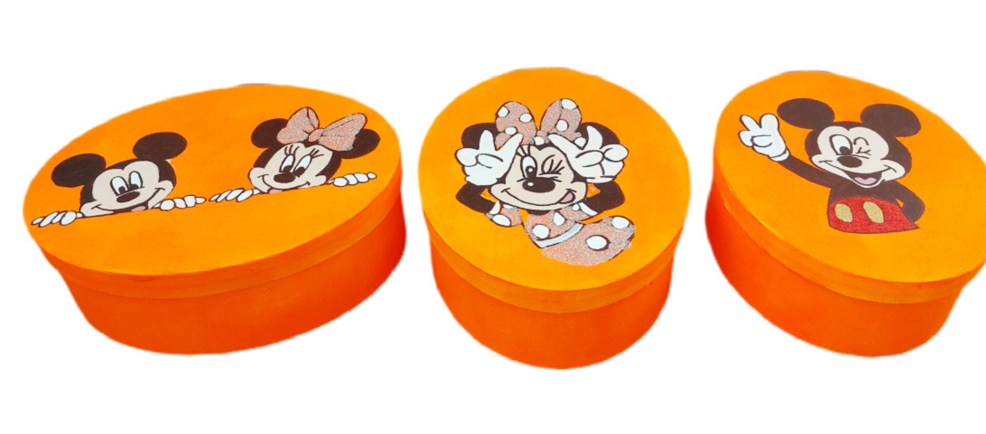 Geschenkbox 3er Set "Mickey & Minnie" neonorange