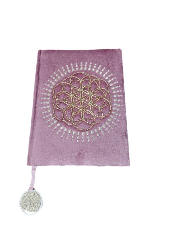 Notizbuch Samt Blume des Lebens/Lebensblume altrosa
