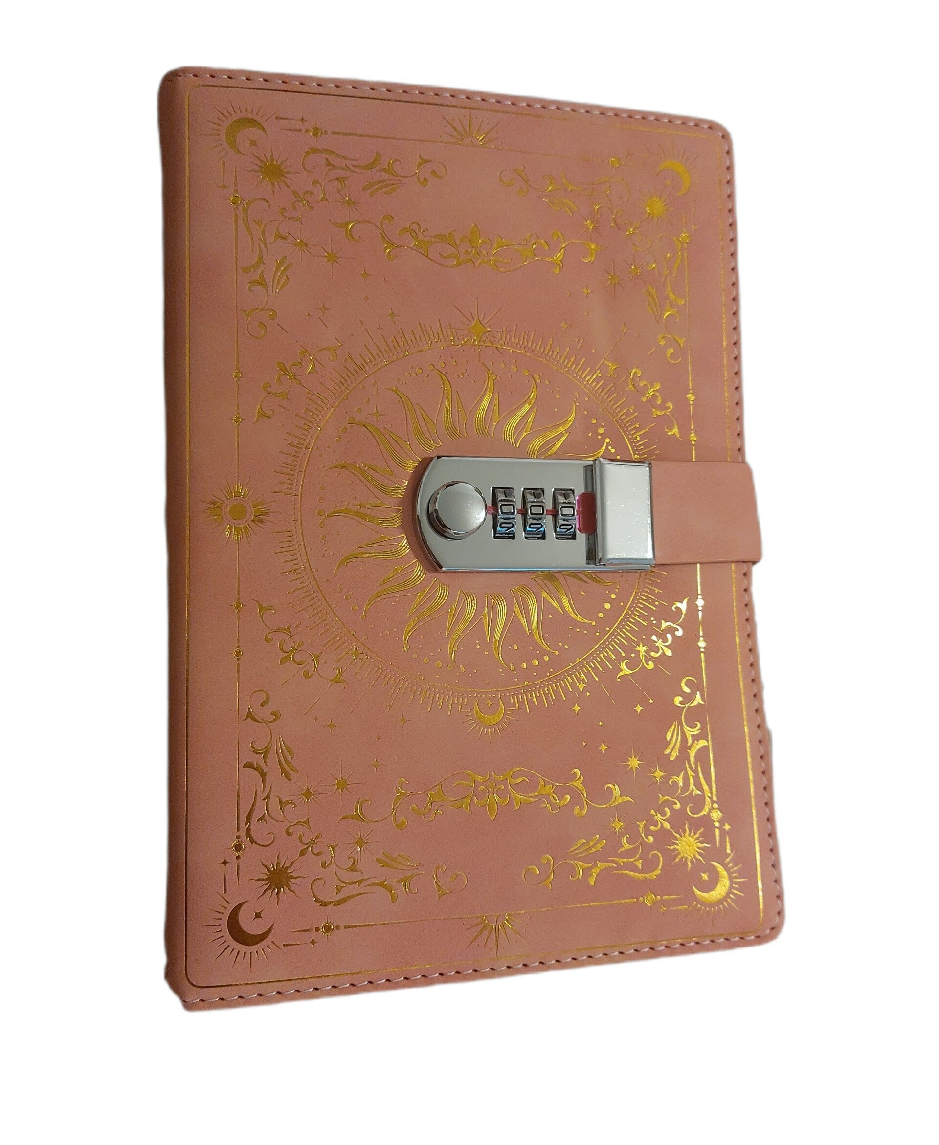 Tagebuch/Notizbuch Druck gold Mond&Sterne altrosa