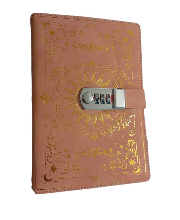 Tagebuch/Notizbuch Druck gold Mond&Sterne altrosa