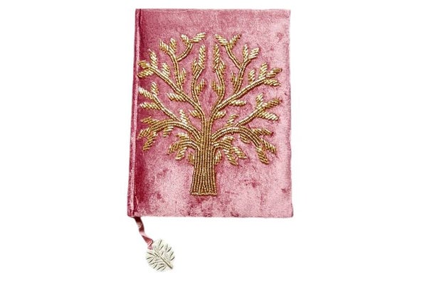 Notizbuch Samt Lebensbaum/Baum des Lebens altrosa