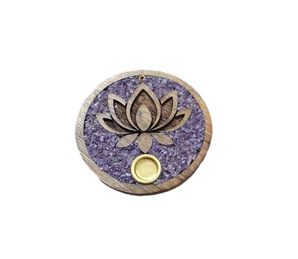Räucherstäbchen- und Räucherkegelhalter Lotus Amethyst