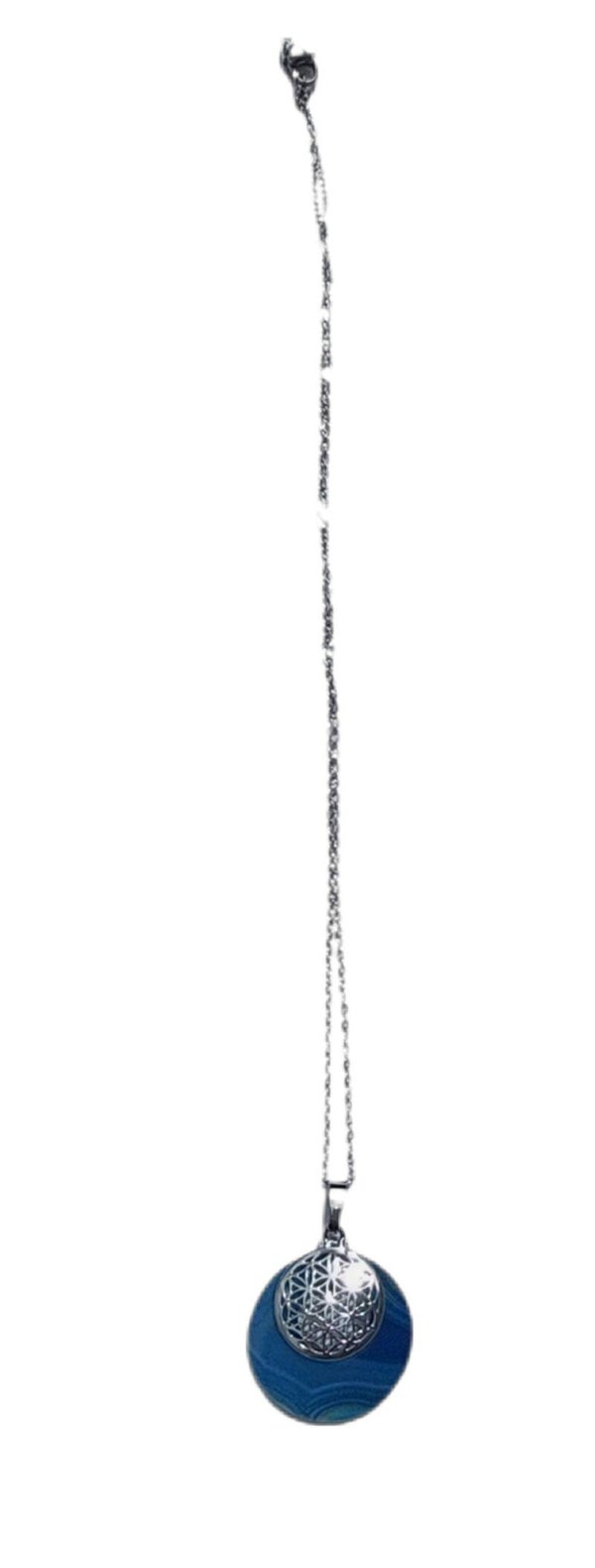 Halskette Blume des Lebens/Lebensblume Achat blau