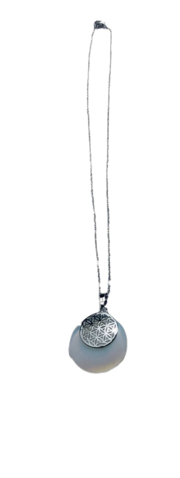 Halskette Blume des Lebens/Lebensblume Opal weiß