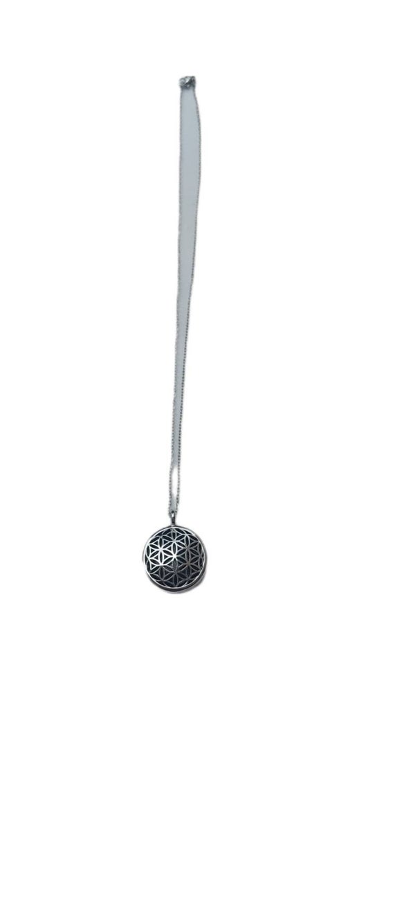 Halskette Blume des Lebens/Lebensblume Fassung schwarzer Onyx