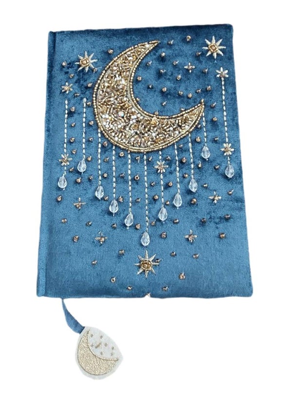 Notizbuch Samt Mond blau