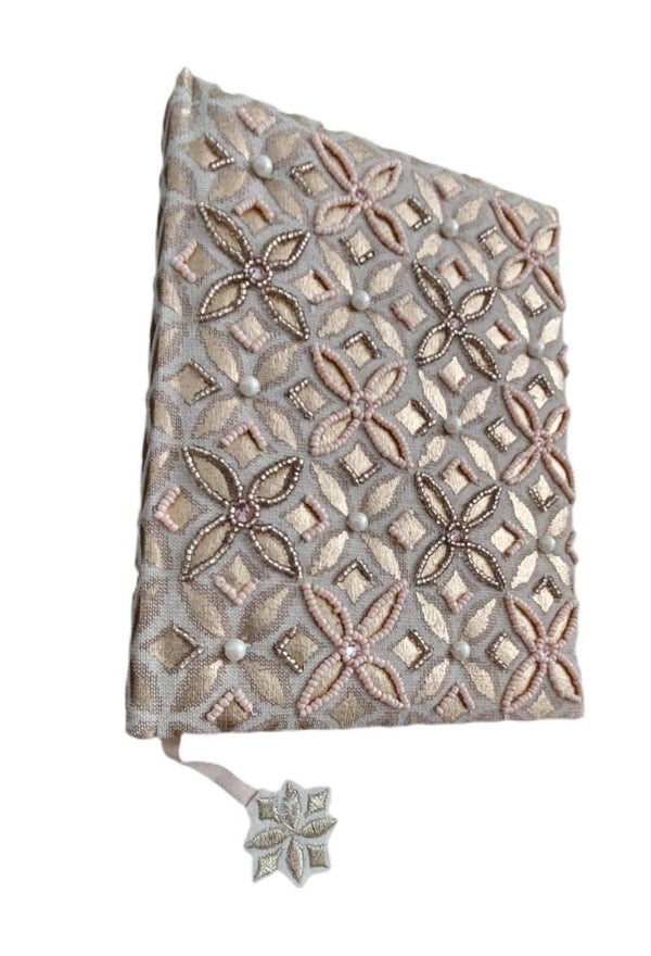Notizbuch beige/gold mit Blume des Lebens