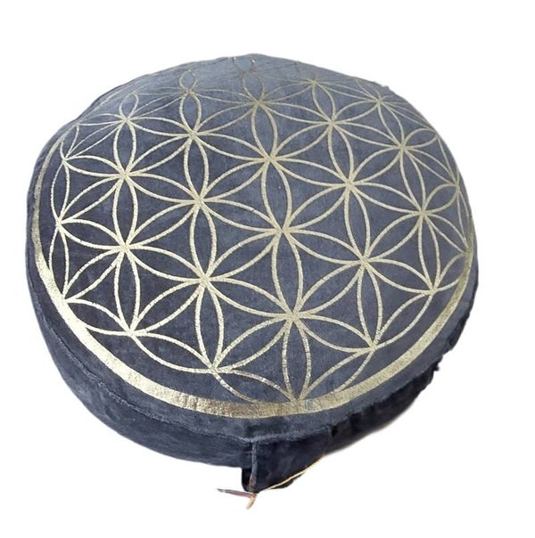 Meditationskissen Vintage-Look Blume des Lebens anthrazit