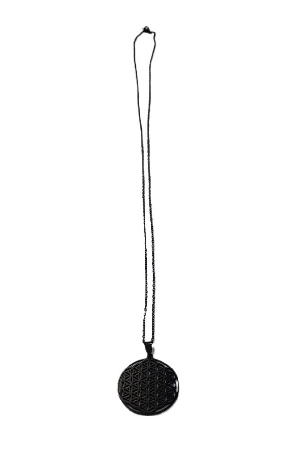 Halskette Blume des Lebens schwarz