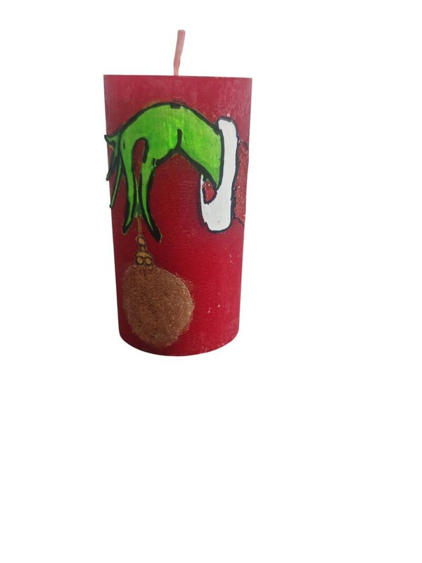 Grinch Stumpenkerze Rustik