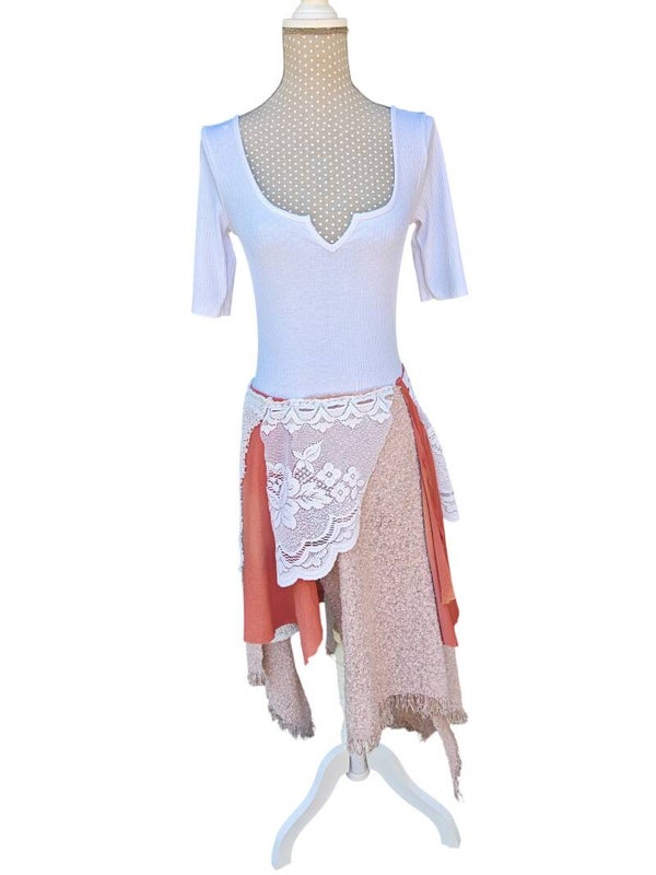 Upcycling Feen-KleidBoho-Kleid asymmetrisch Gr. S