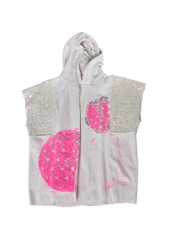 Upcycling Batik Gilet/Kapuzen-Weste Gr. S