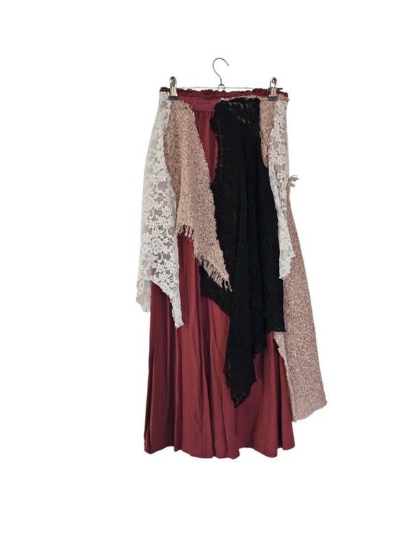 Upcycling Feen-Rock/Boho-Rock asymmetrisch Gr. 34