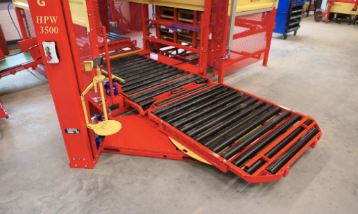WiBo Palletuitvoer-rollenbaan, incl. palletdeel op een wikkelaar (PC 1-2)