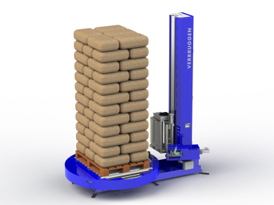 VTW palletwikkelaar geïntegreerd in palletiseermachine