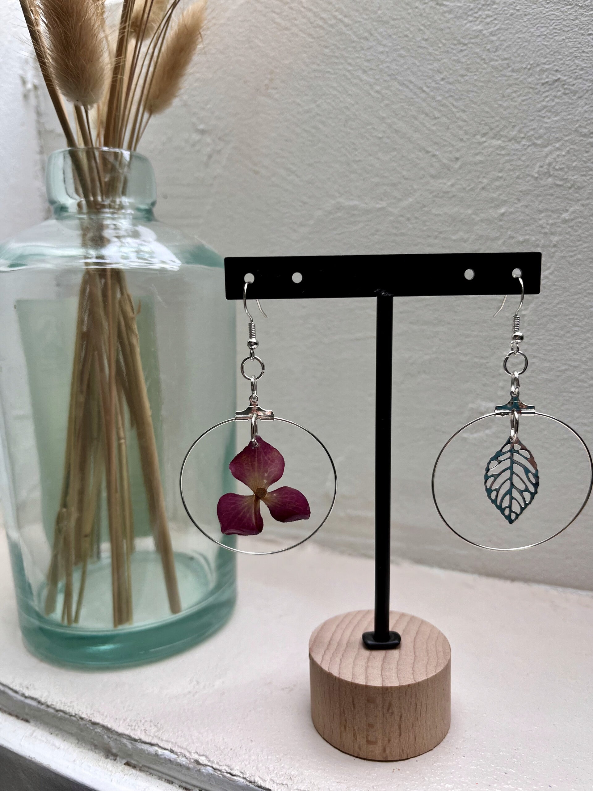 Boucles d'oreilles hortensias