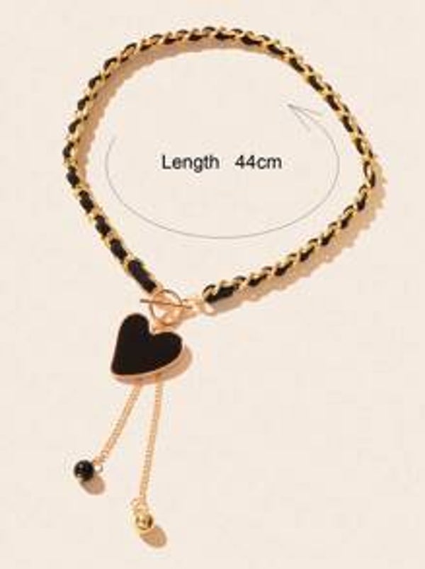 Collier Long Tressé avec Cœur