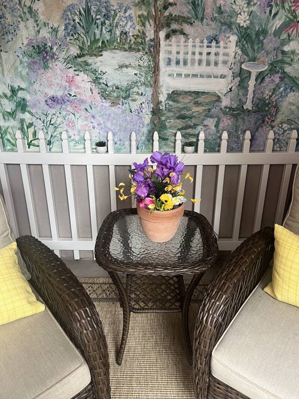 Iris Garden Clay Pot