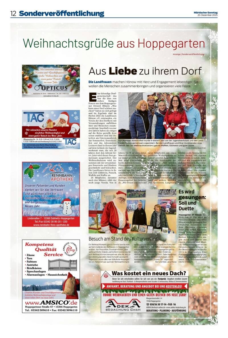 Artikel aus dem Märkischen Sonntag vom 20.12.2025