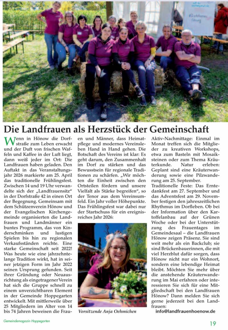Auszug aus dem Gemeindemagazin Hoppegarten, 15. Auflage