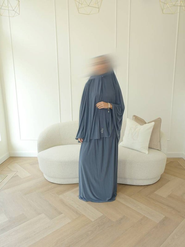 premium jersey khimaar & rok set Metal