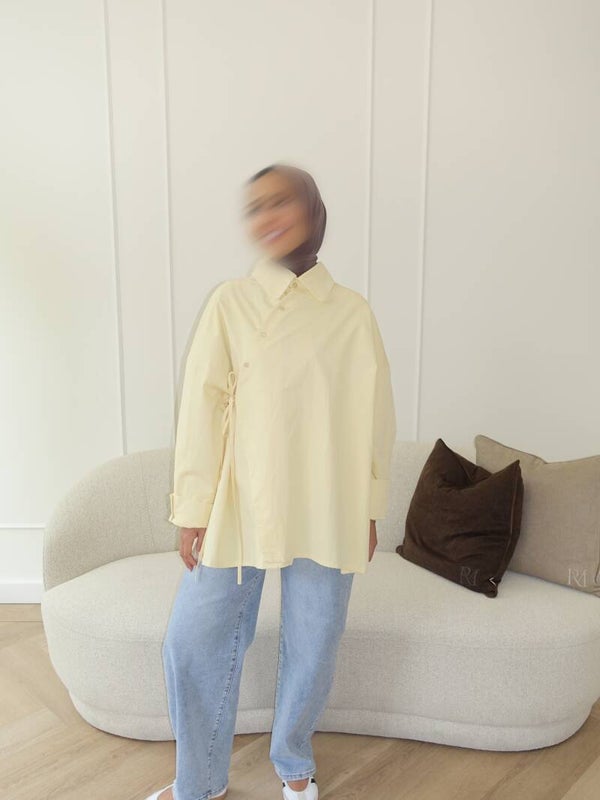 Button blouse butter yellow