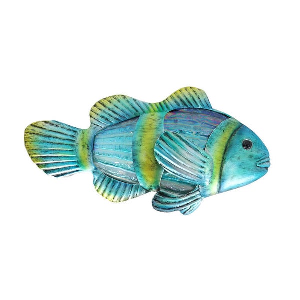Poisson Clown Décoratif en Métal et Verre – Déco Murale Marine 26 x 2 x 37 cm