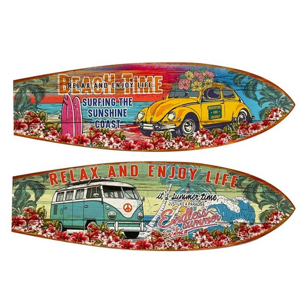 Planches Décoratives en Bois Ambiance Surf & Van Rétro 75 x 1 x 24 cm (Prix par Planche)