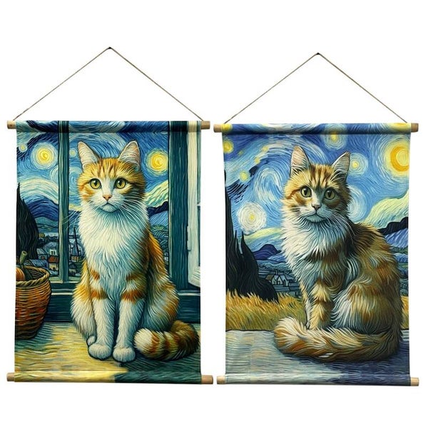 Tentures Chats Enroulable – Collection Nuit Étoilée 60 x 2.50 x 77 cm (Pièce)