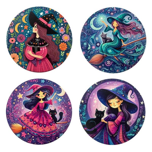 Sous-verres en céramique — Collection Sorcières Enchanteresses 11 cm