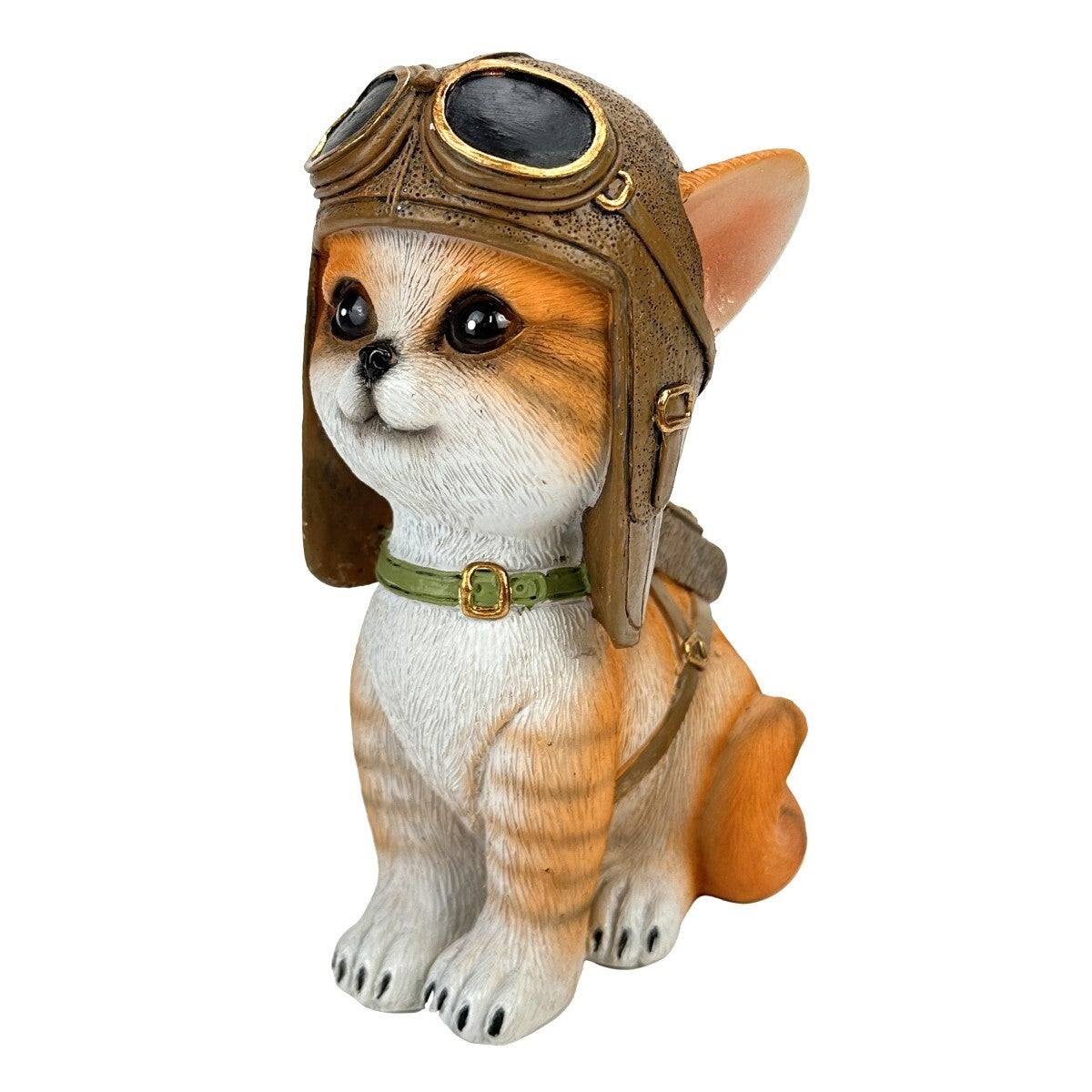 Figurine Chat Aviateur / Chat Pilote Rétro 8 x 10 x 14,50 cm