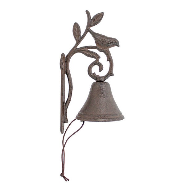 Cloche de Porte Oiseau & Feuillage – Fer Forgé Style Rustique 24 cm