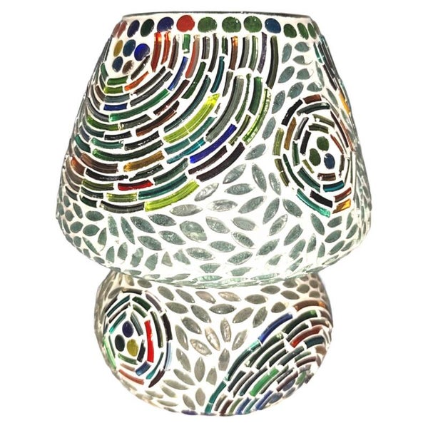 Lampe de Table Mosaïque Verre & Plâtre – Style Arabesque Multicolore 18 cm