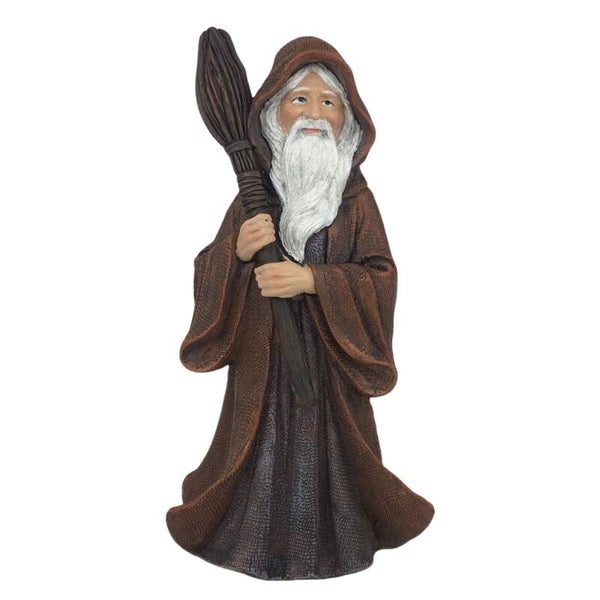 Statuette Sorcier au Balai – Figurine Décorative en Résine – 20 cm